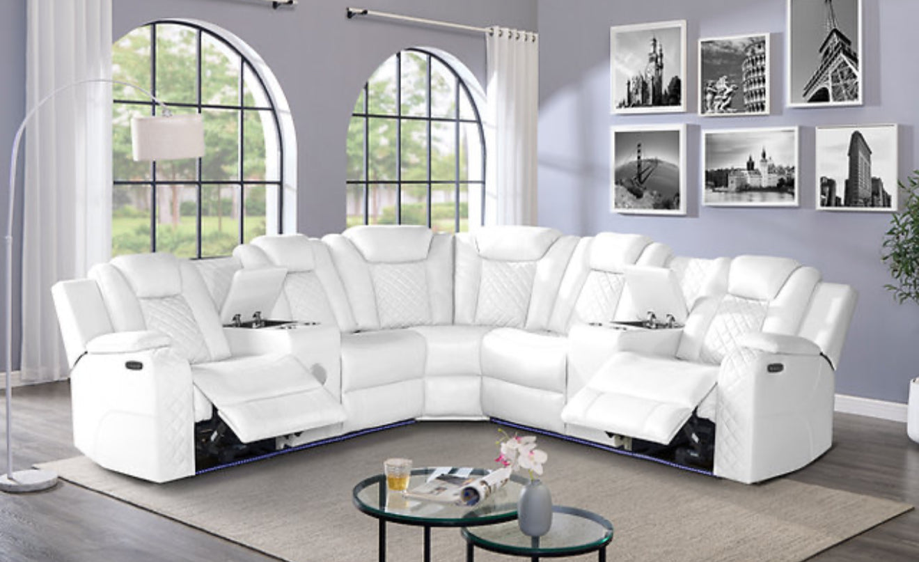 Eclipse Sectional Reclining (White) (NE)