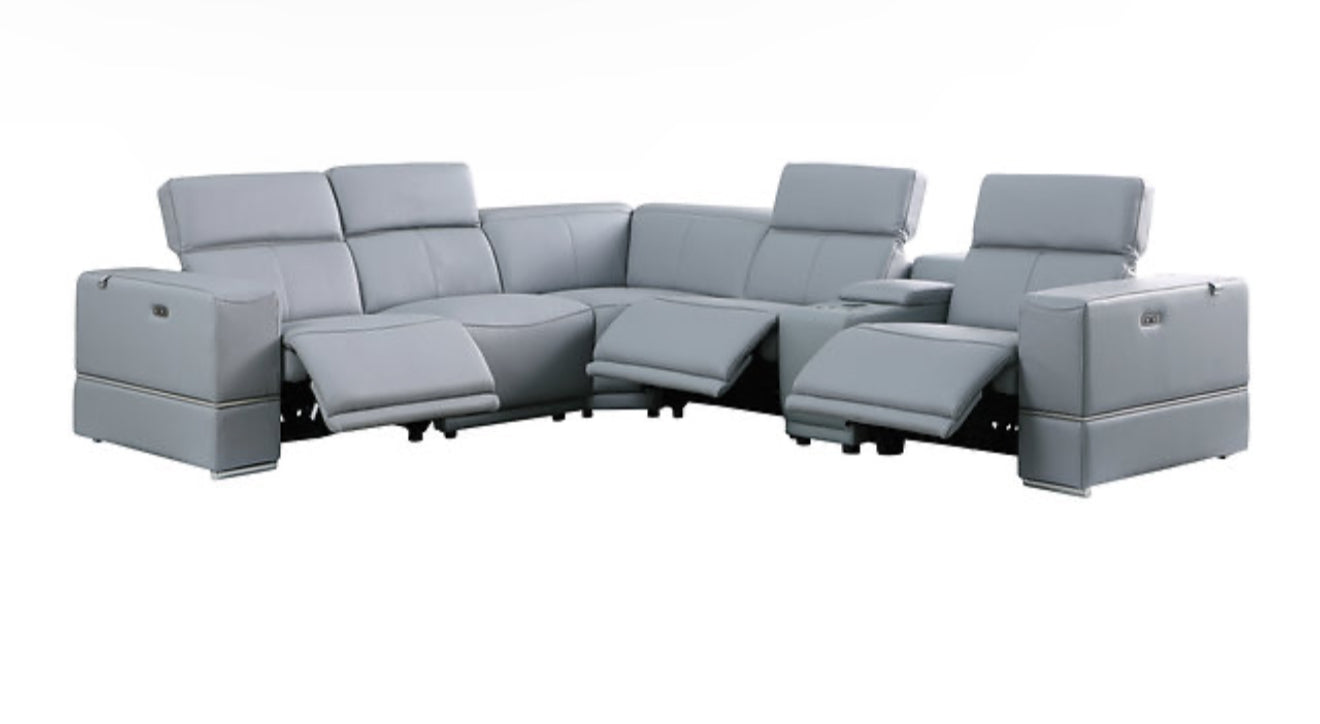 6pcs Franco Sectional Reclining (LT.Blue 2 Power)(NE)