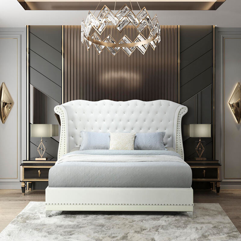 Luxor White Platform Bed - Queen, King (HH)