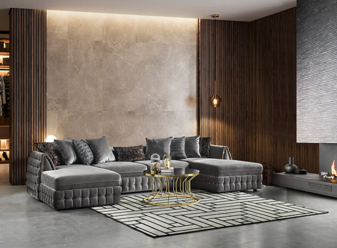 Sicilya Sectional (Grey) (NE)