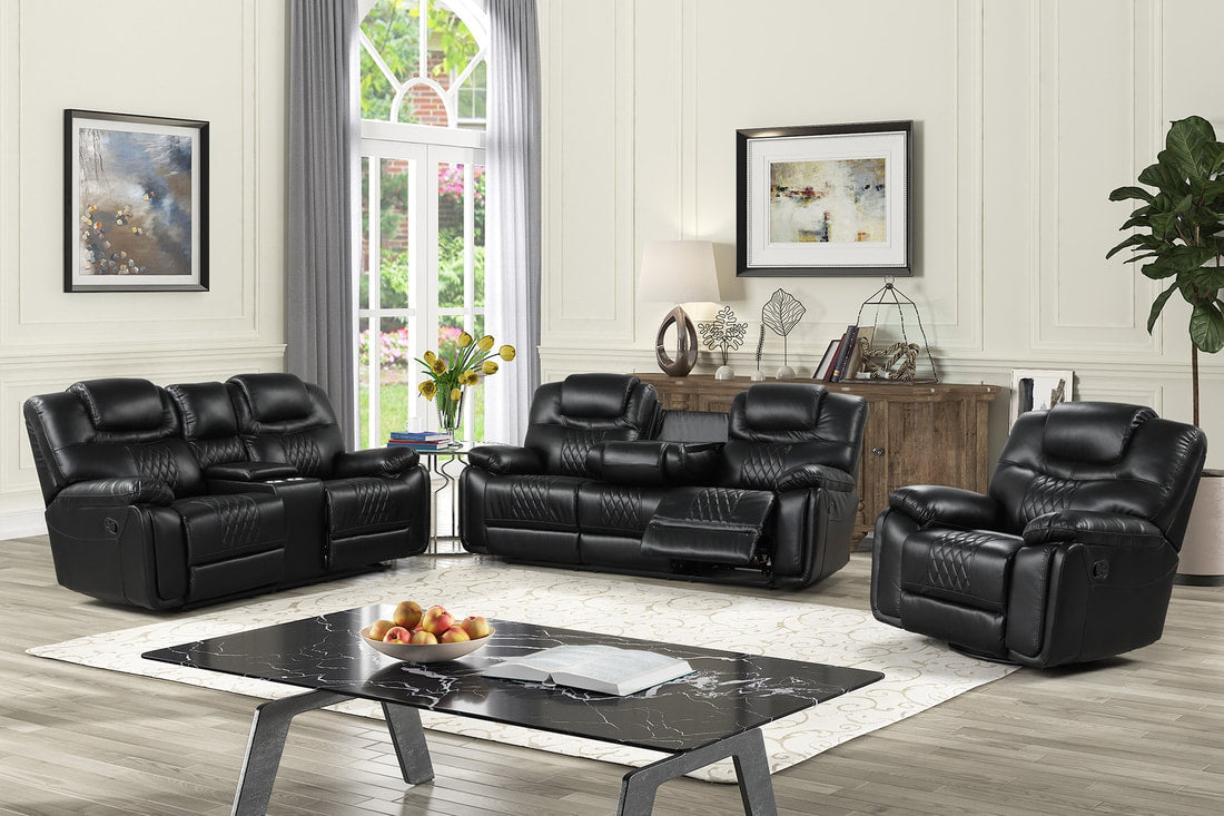 Galveston Black - 3PC OVERSIZED Reclining Set (HH)