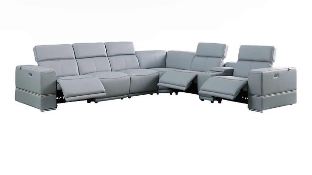 6pcs Franco Sectional Reclining (LT.Blue 2 Power)(NE)