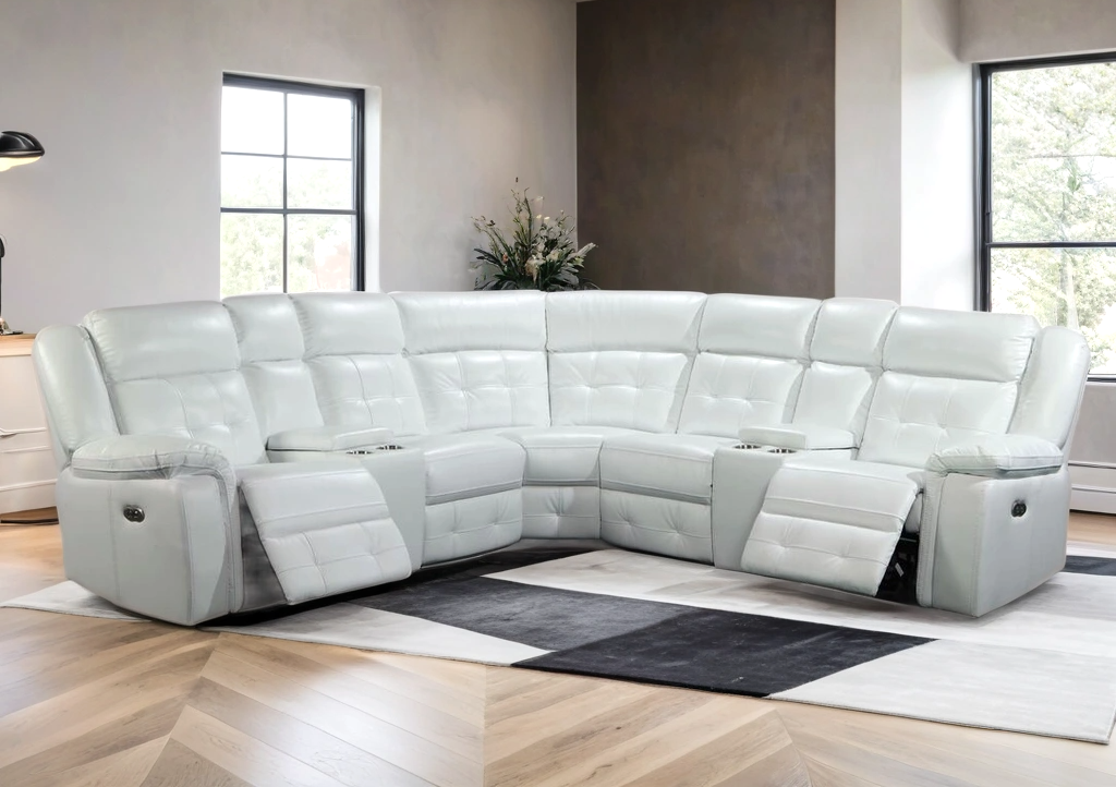 Amazon2024 White Power LED Reclining Sectional (HH)