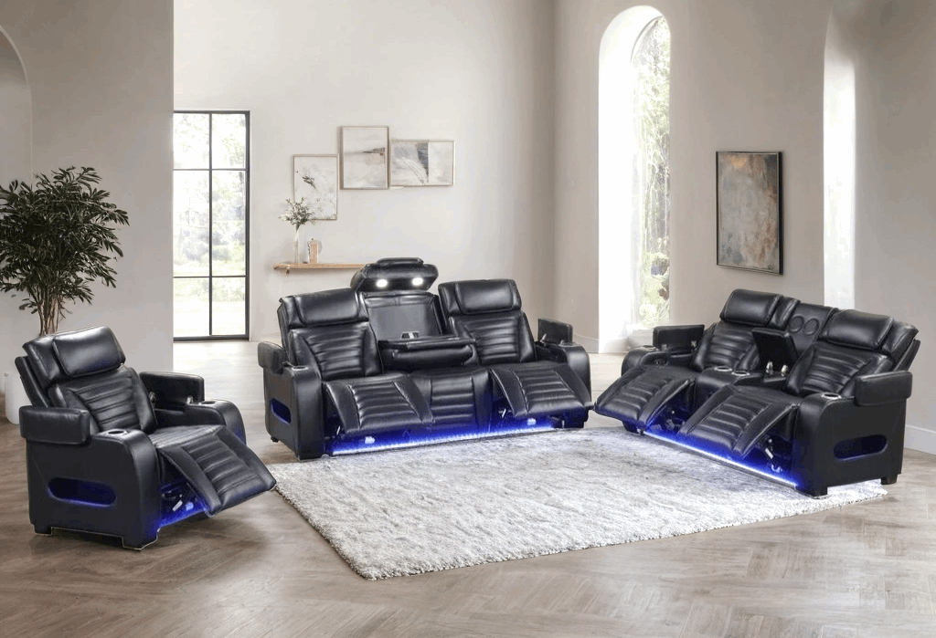 TOKYO 3PC Black Power Reclining Set (HH)