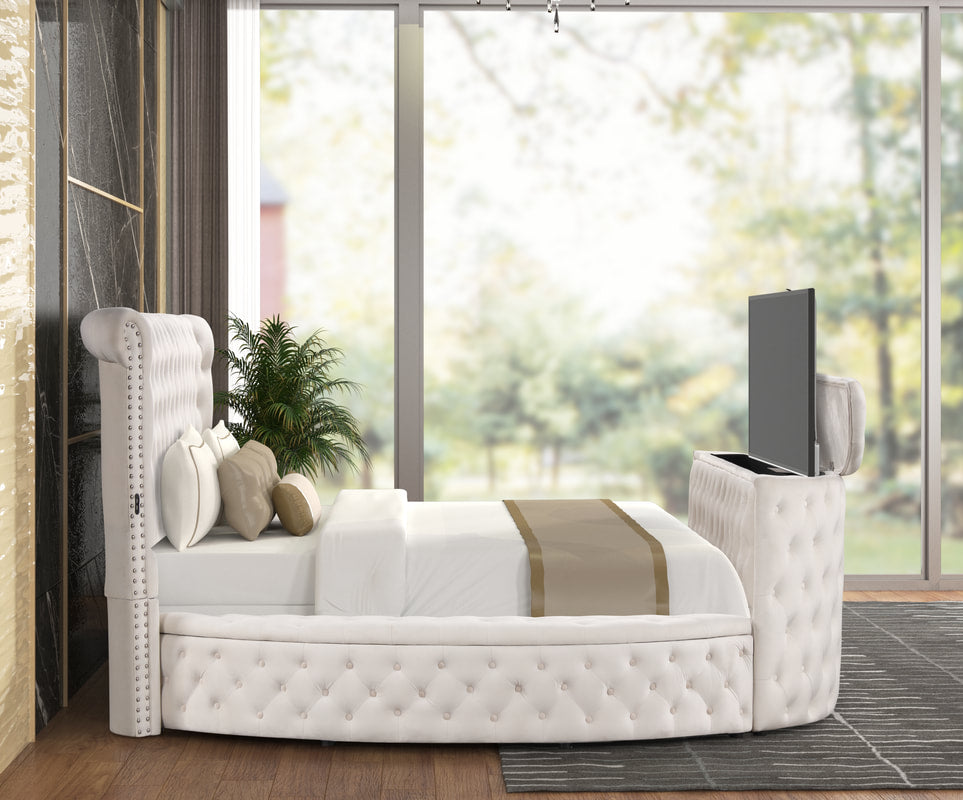 Patron Beige Platform Bed - Queen, King (HH)