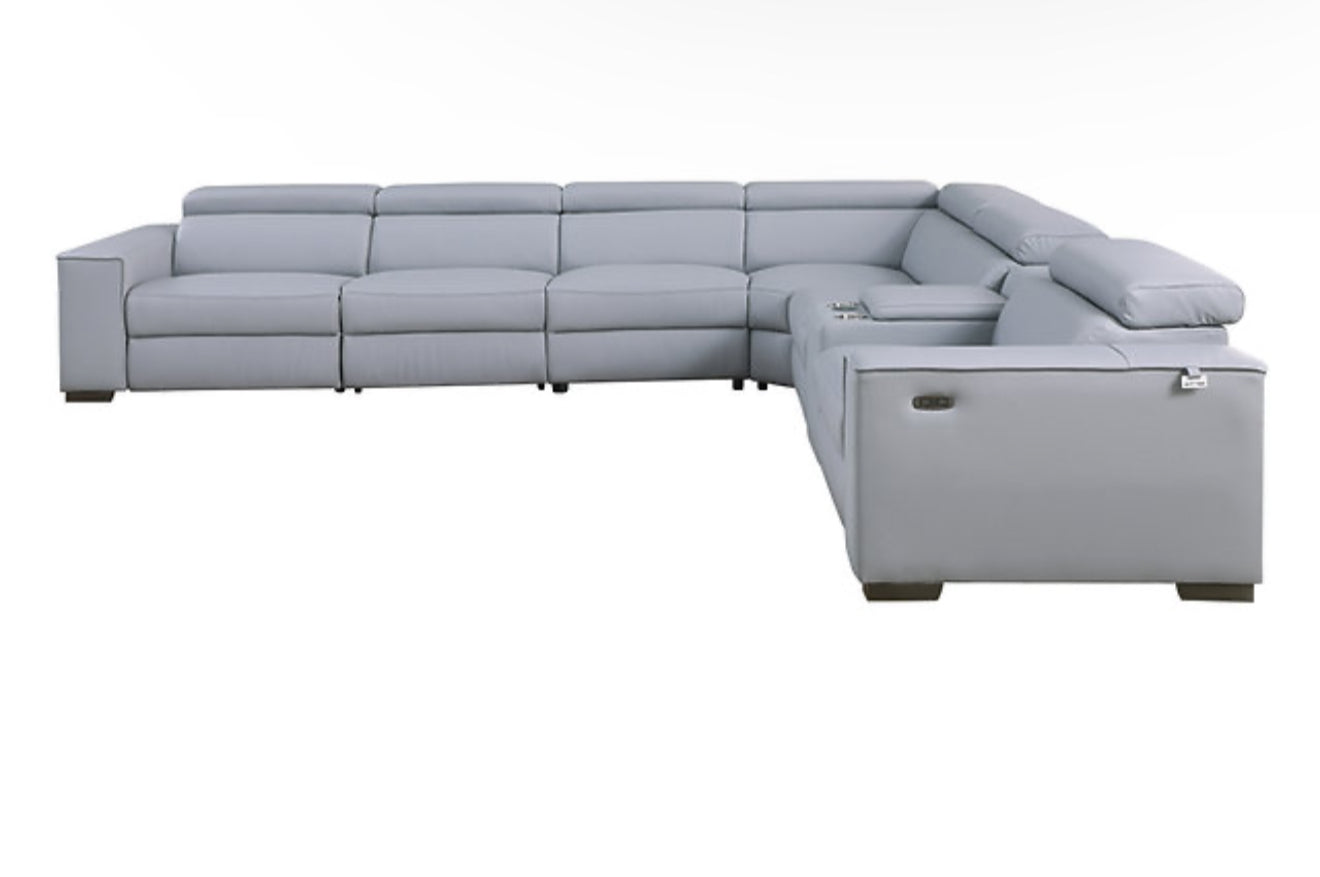 7Pcs Picasso Reclining Sectional (LT. Blue 3 Power) (NE)