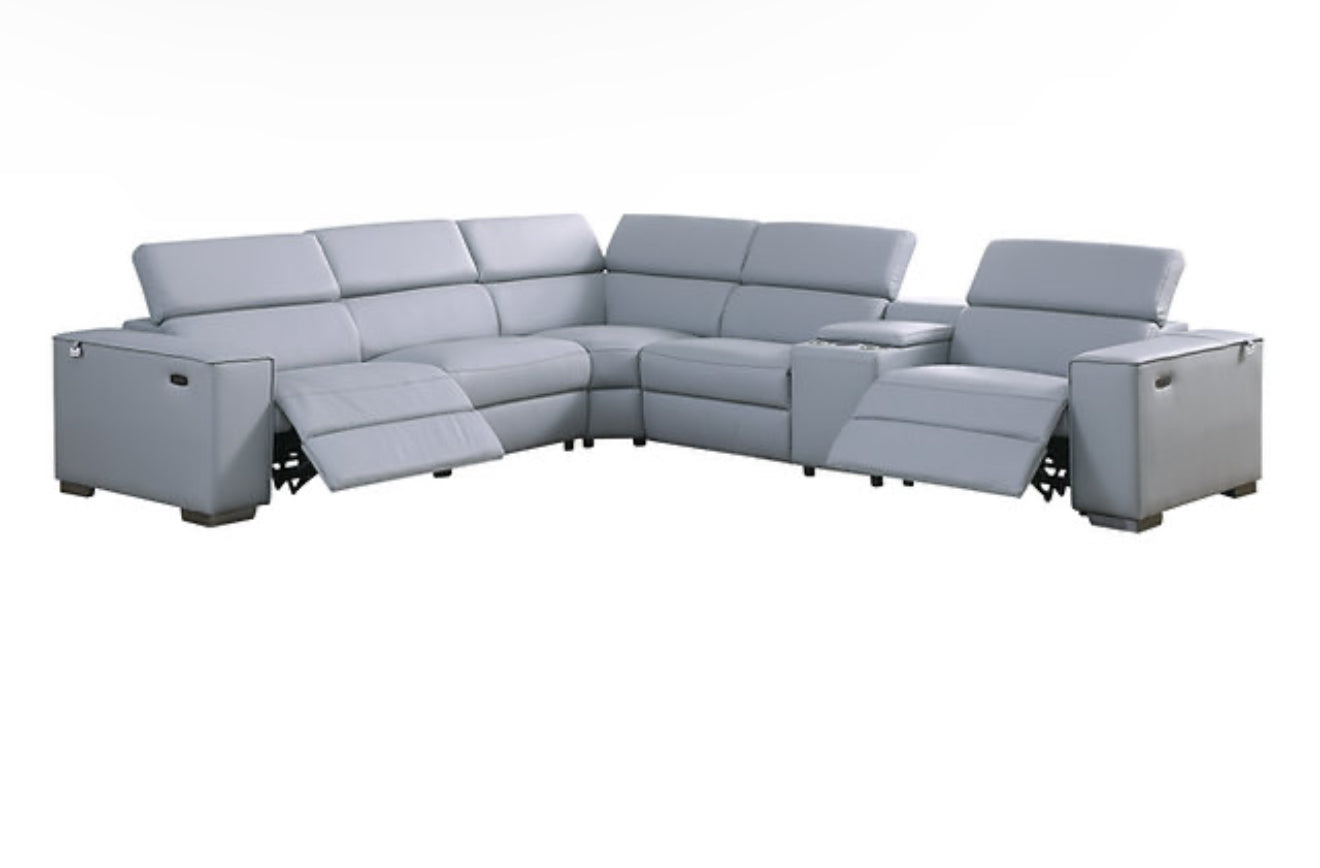 6Pcs Picasso Reclining Sectional (LT. Blue 2 Power) (NE)