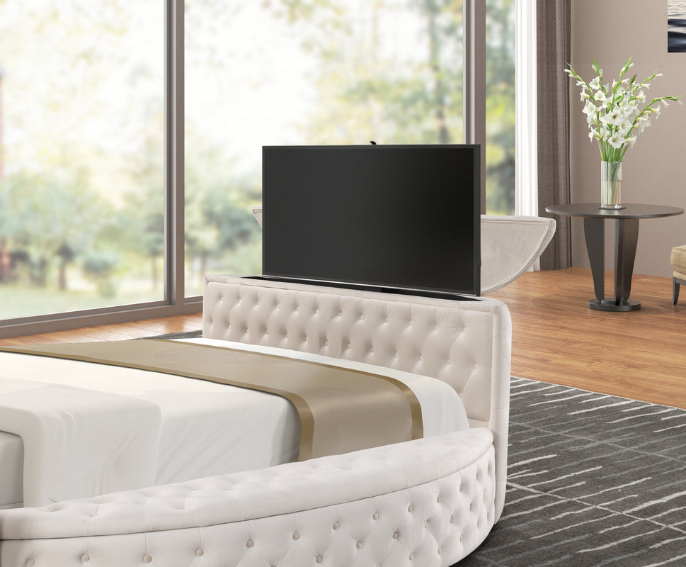 Patron Beige Platform Bed - Queen, King (HH)