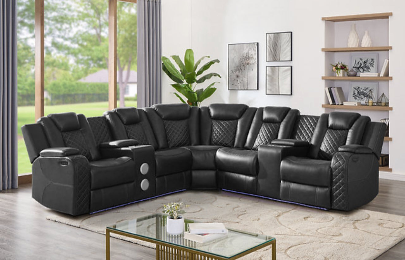 Eclipse Sectional Reclining (Black) (NE)