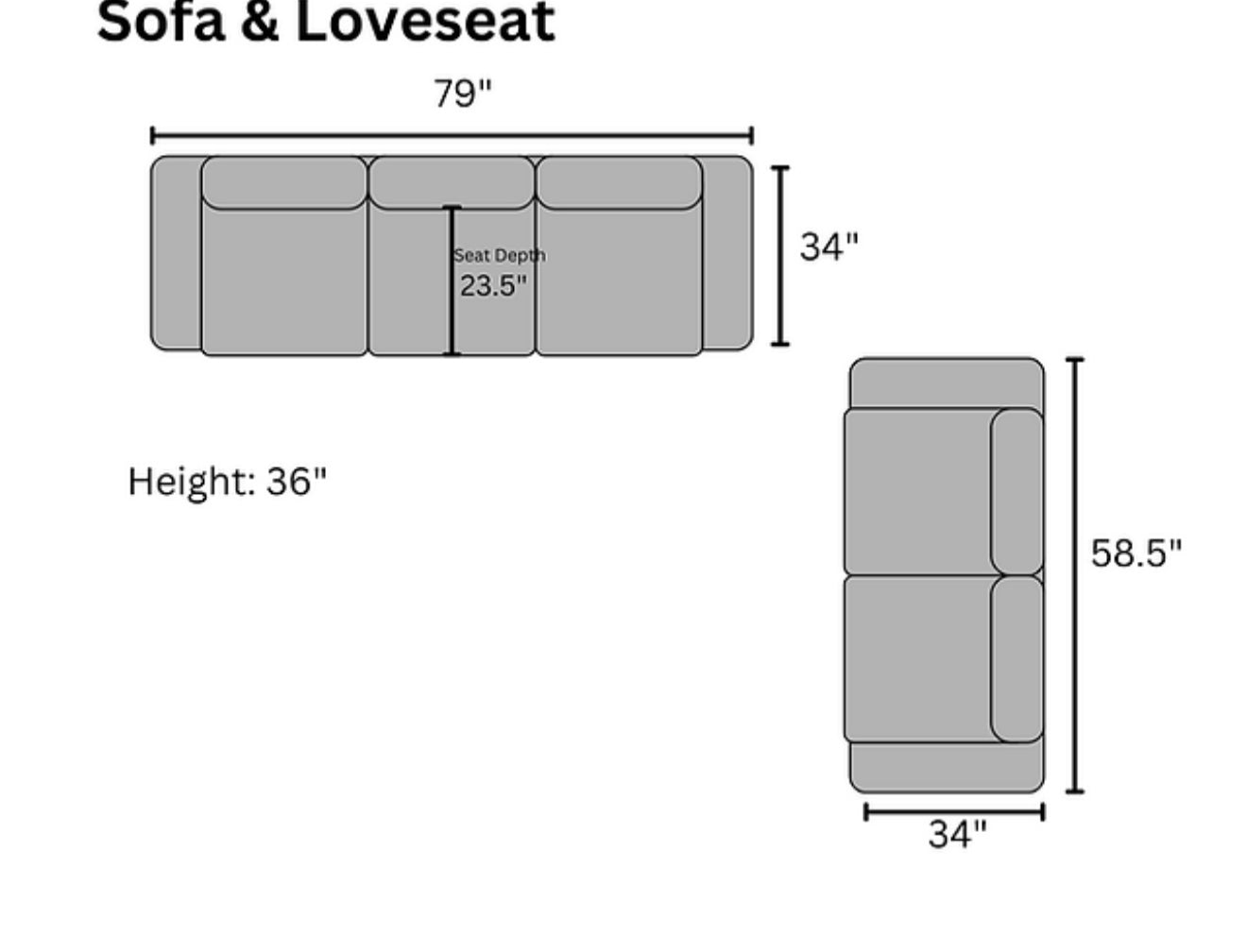 Zander Sofa and Loveseat (Grey) (NE)