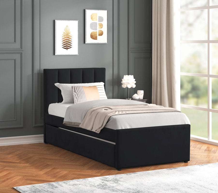 MAYA - Black Twin Platform Bed w/ Trundle (HH)