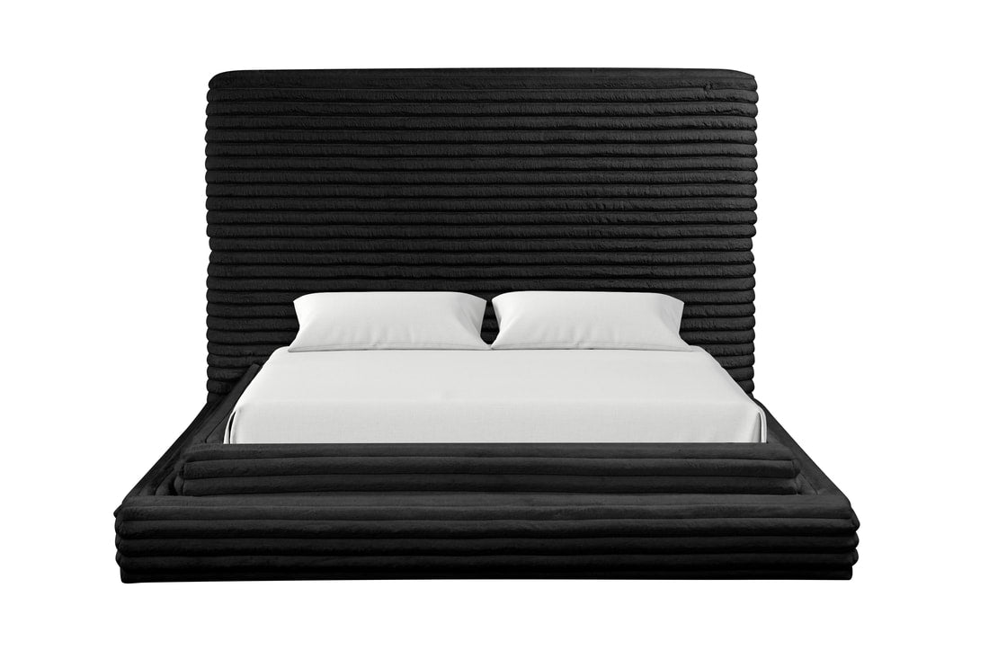 Mariah Black Platform Bed - Queen, King (HH)