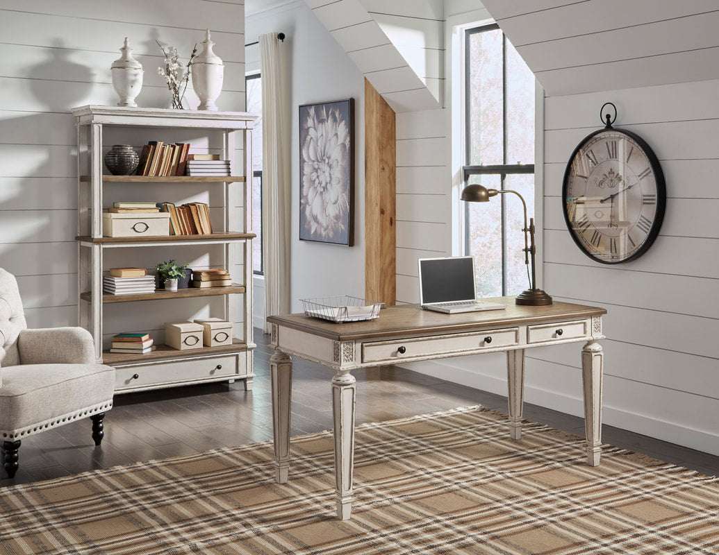 H743-34 - Office Desk (USB/AC POWER) (White/Brown) (HH)