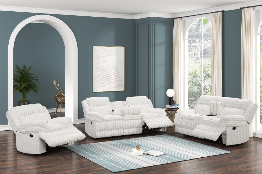 Heaven - White 3pc Reclining Set (HH)