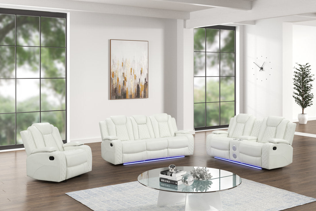 Luz White - 3PC Reclining Set (HH)