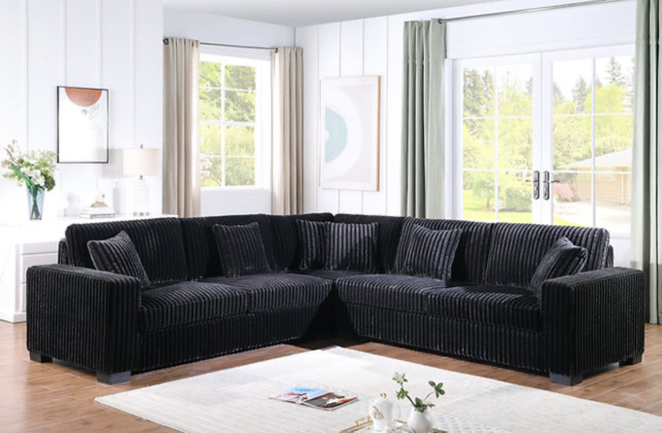 Comfy II 3pcs Sectional (Black) (NE)