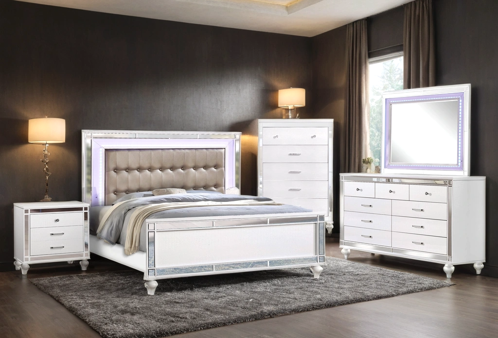 Blanca2 White Bedroom Set Queen, King (HH)