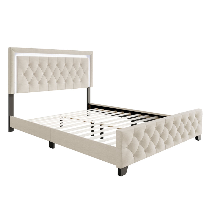 HH260 Beige Platform Bed - Twin, Full, Queen, King (HH)