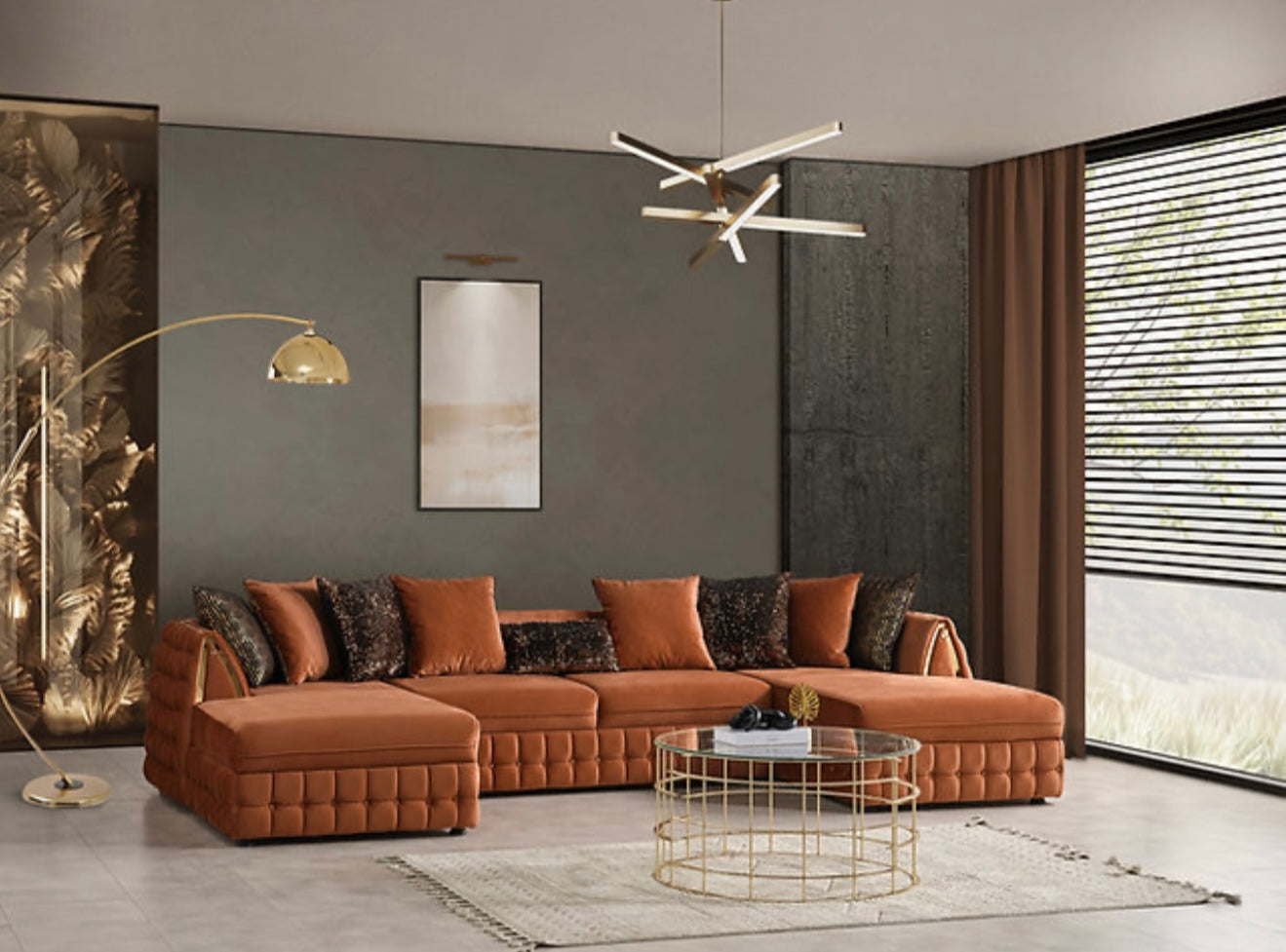 Sicilya Sectional (Rust Orange) (NE)