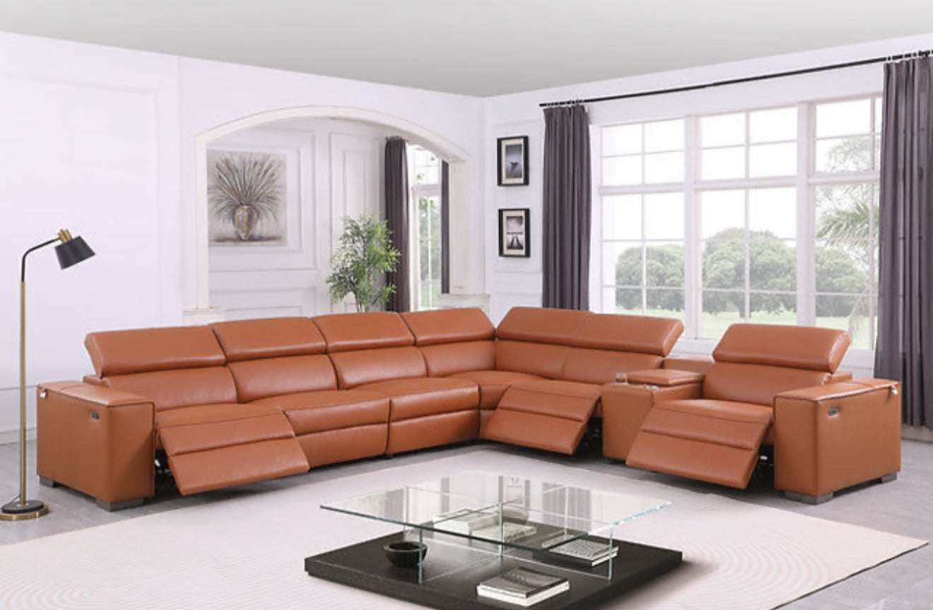 7Pcs Picasso Reclining Sectional (Carmel 3 Power) (NE)