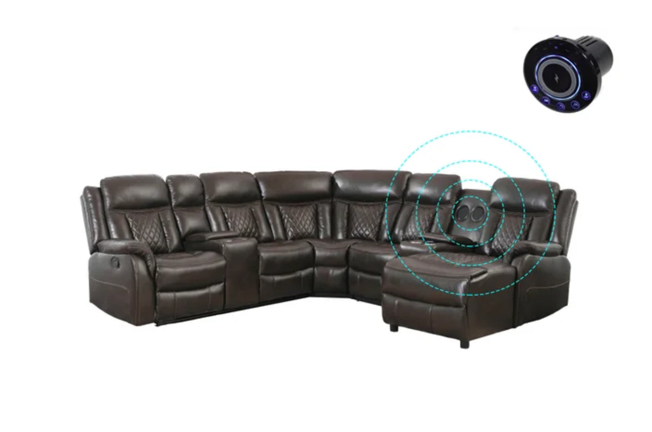 Champion Brown Reclining Sectional (HH)