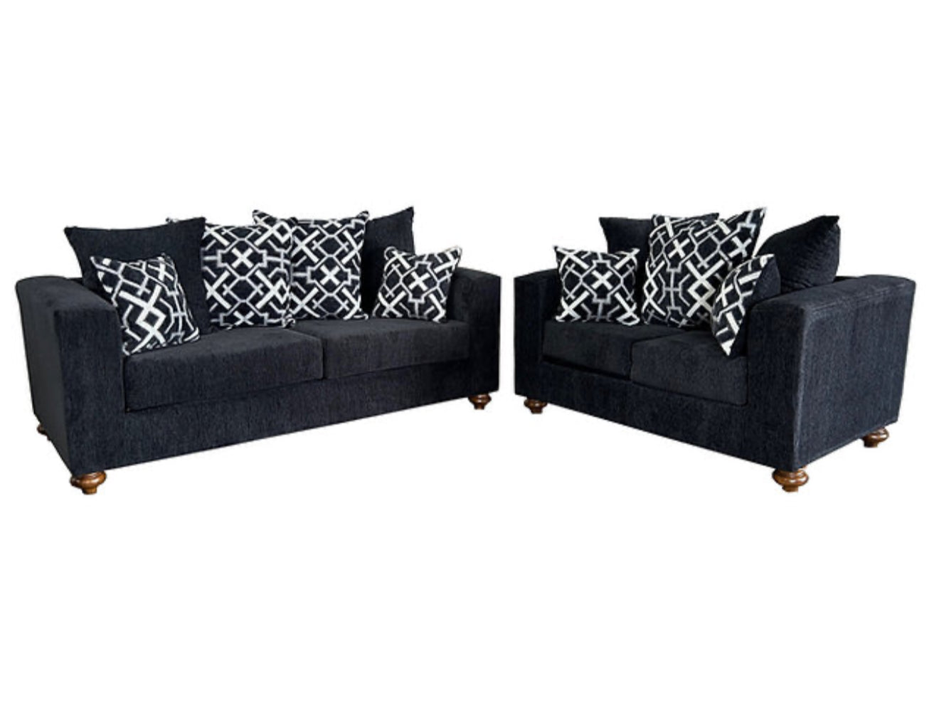 Graphite Sofa and Loveseat (Black) (NE)