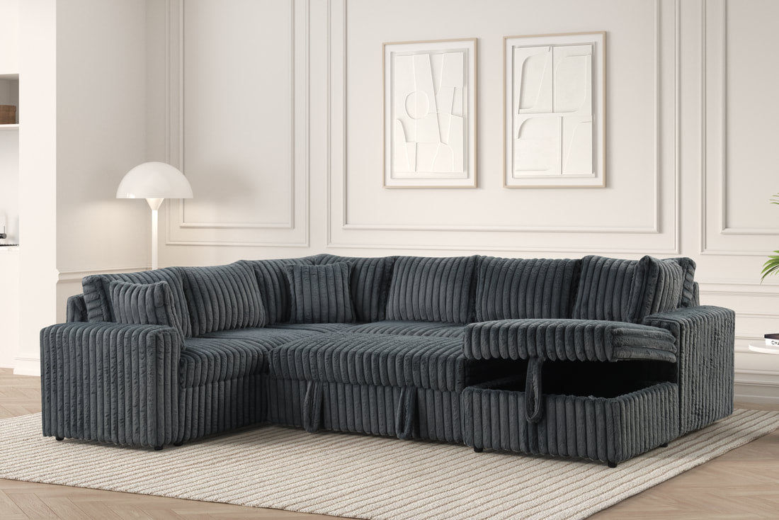 Forever Charcoal Sectional With Pull-Out Bed (HH)