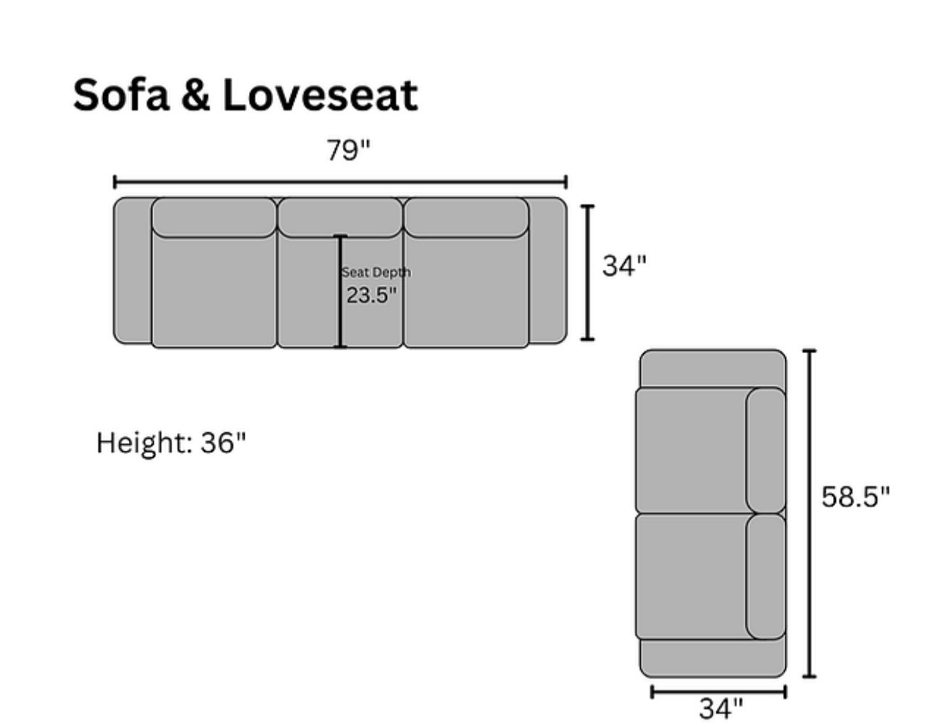 Graphite Sofa and Loveseat (Black) (NE)