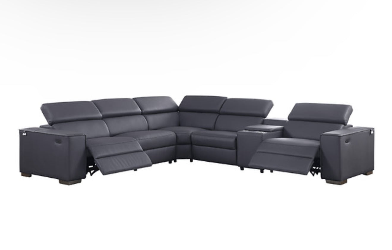 6Pcs Picasso Reclining Sectional (DK. Grey 2 Power) (NE)