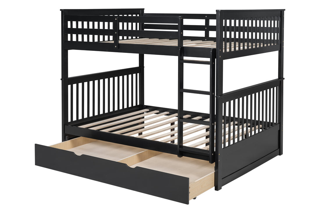 BB32 Full/Full Bunk Bed w/Twin Trundle Black (HH)
