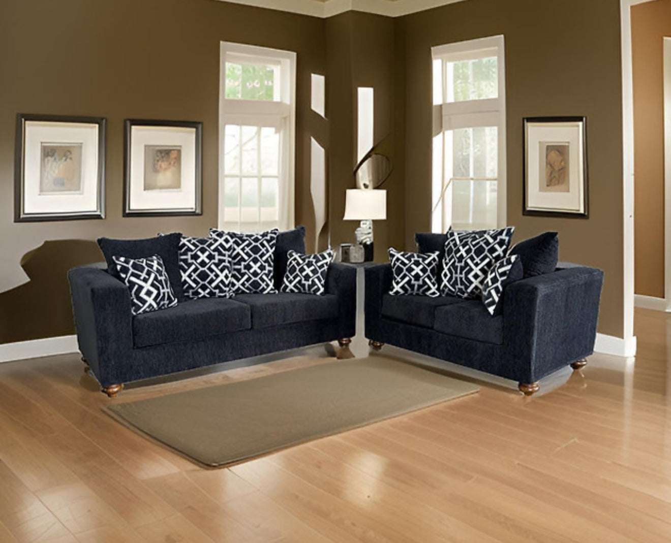 Graphite Sofa and Loveseat (Black) (NE)