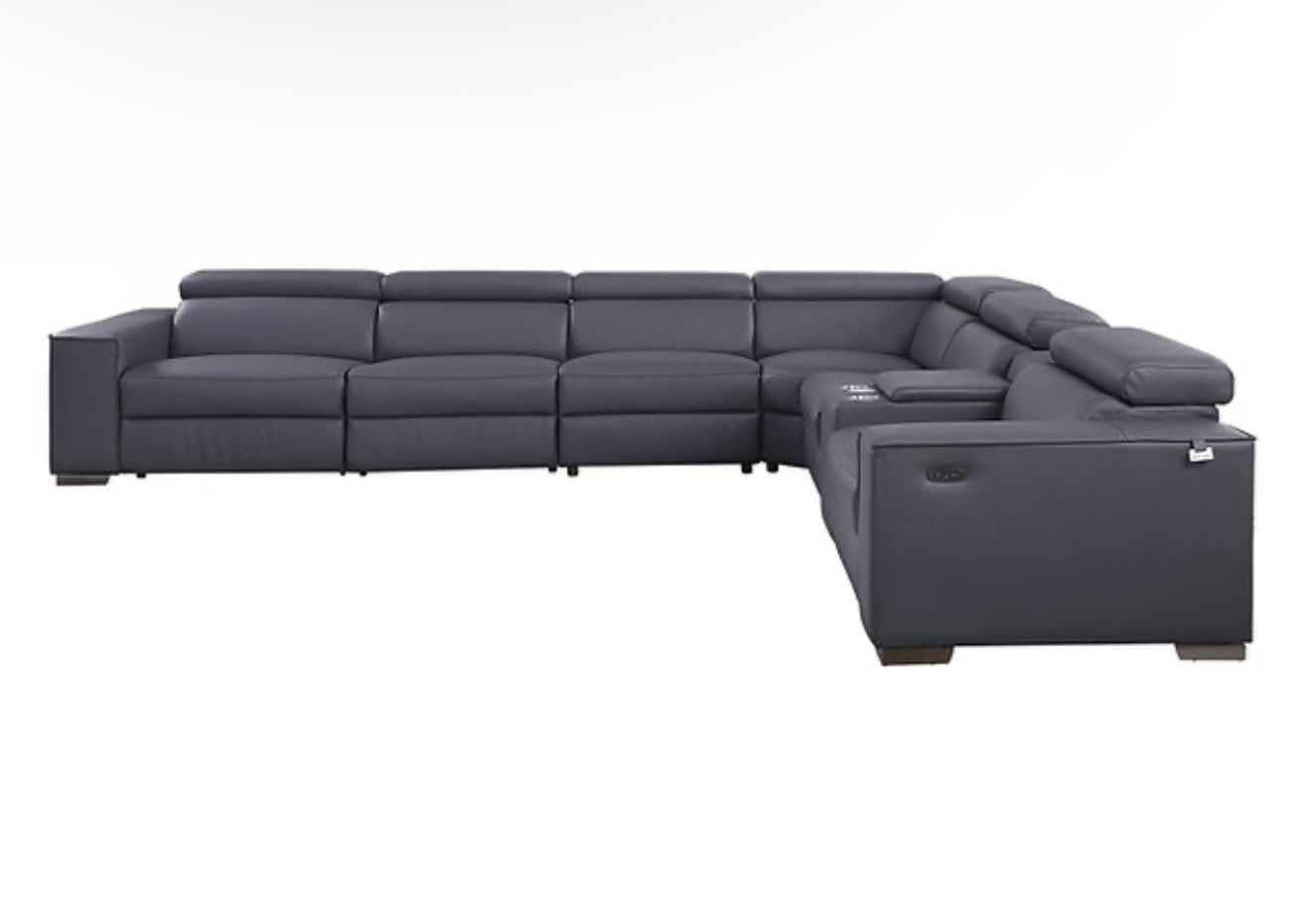 7Pcs Picasso Reclining Sectional (DK. Grey 3 Power) (NE)