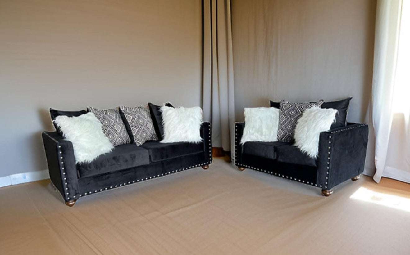 Black Sofa and Loveseat (Black) (NE)