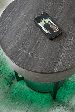 A4000641 - Accent Table w/Speaker, Wireless Charger, Lights (HH)