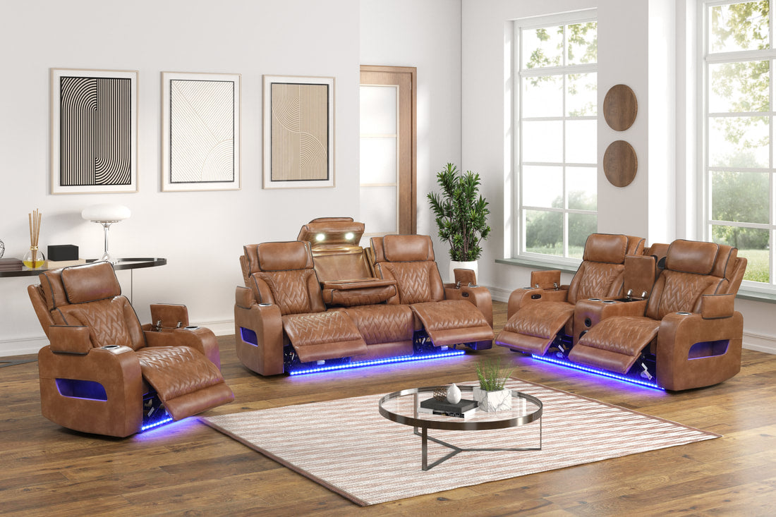 DUBAI 3PC Brown Power Reclining Set (HH)