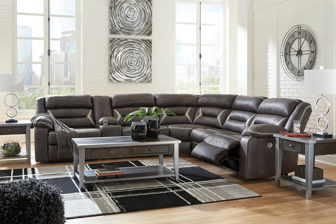 Ashley Midnight Power Reclining Sectional (HH)