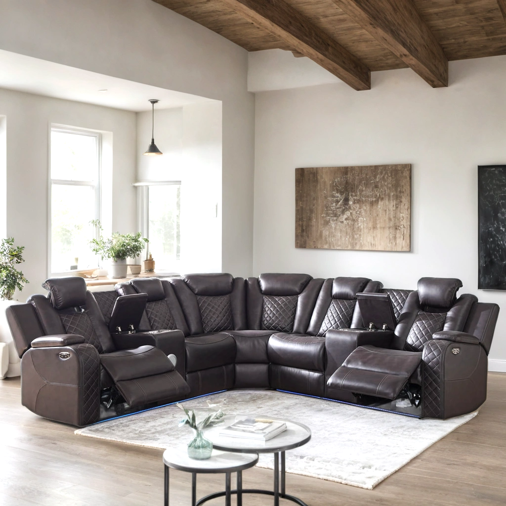 Spaceship Espresso Power Reclining Sectional (HH)