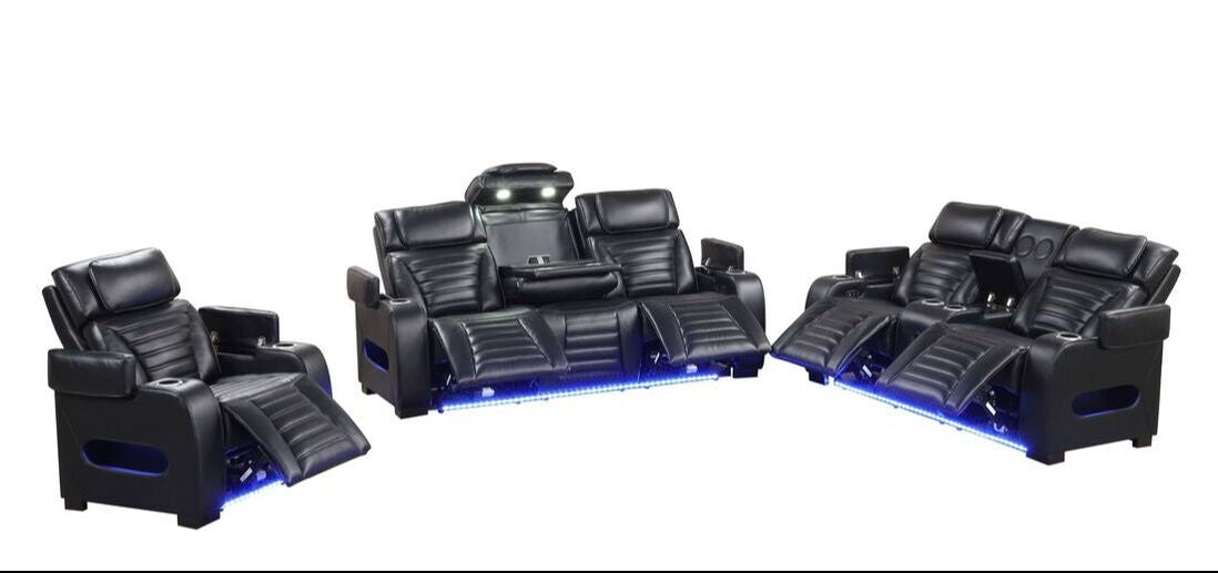 TOKYO 3PC Black Power Reclining Set (HH)