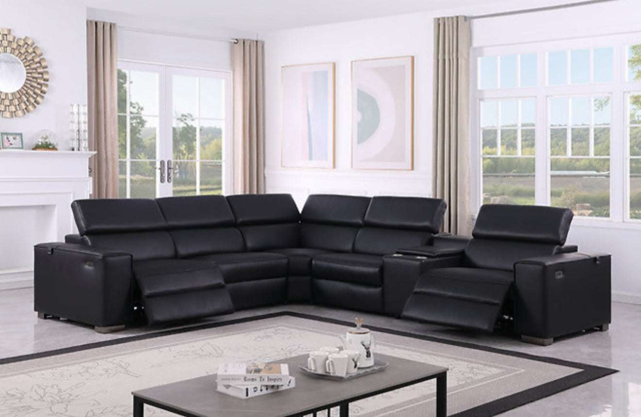 6Pcs Picasso Reclining Sectional (Black 2 Power) (NE)