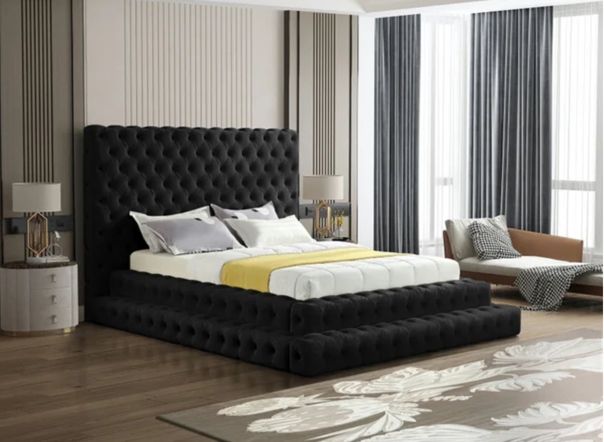 KIKI Black Platform Bed - Queen, King (HH)