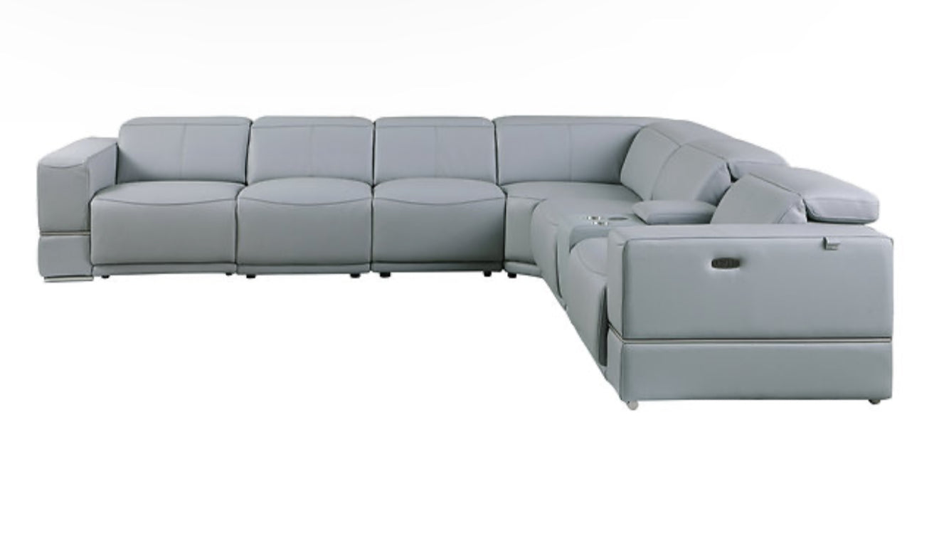 6pcs Franco Sectional Reclining (LT.Blue 2 Power)(NE)