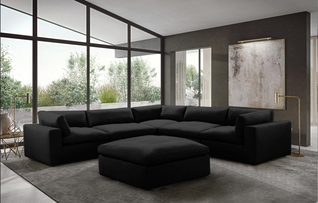 XL CLOUD BLACK Sectional + Ottoman Set (HH)