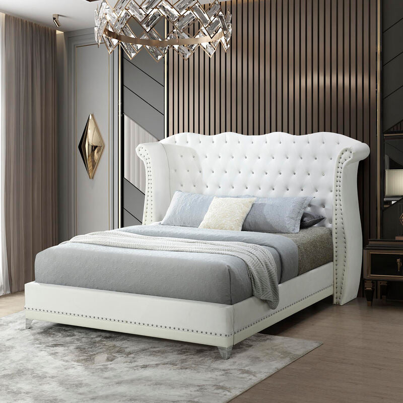 Luxor White Platform Bed - Queen, King (HH)