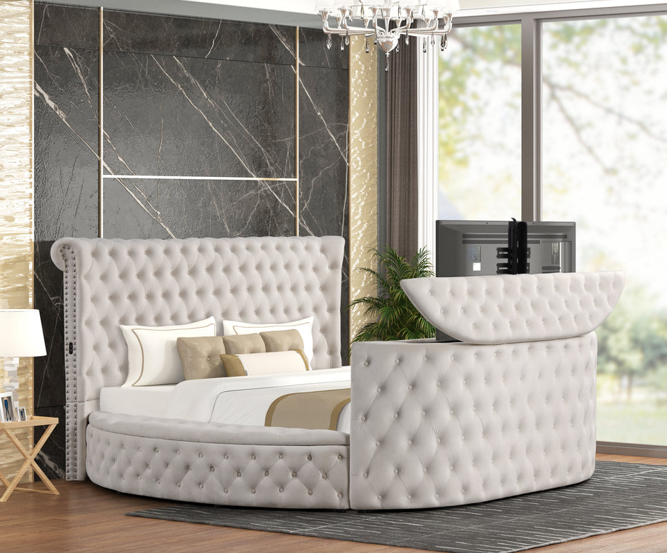 Patron Beige Platform Bed - Queen, King (HH)