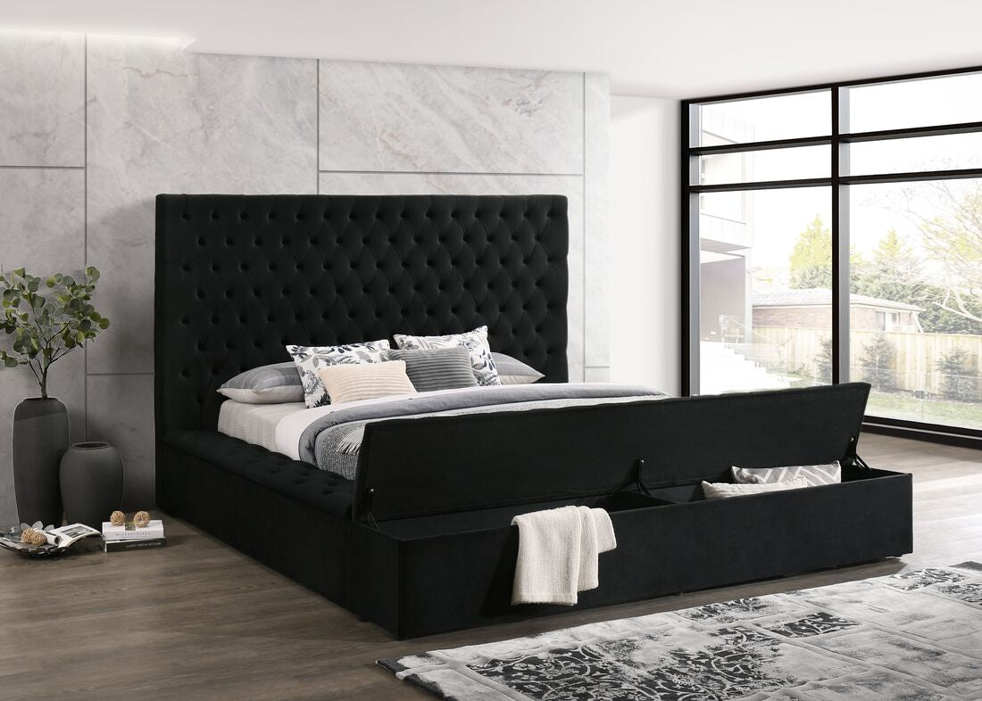 Paris Black Platform Bed Queen, King (HH)