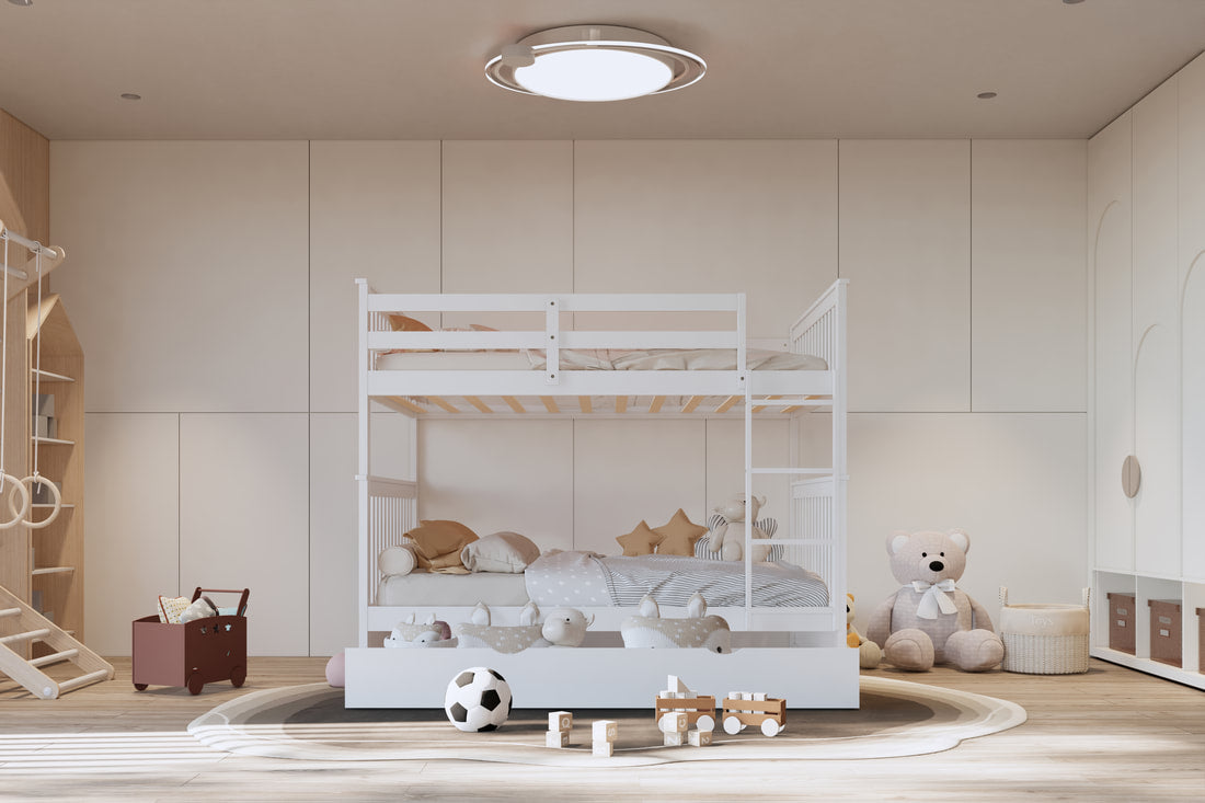 BB31 Full/Full Bunk Bed w/Twin Trundle White (HH)