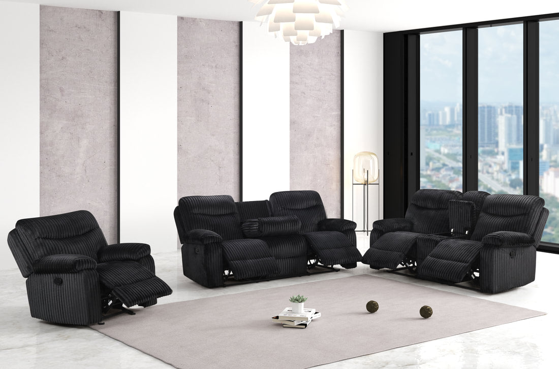 BRAVO - Black 3pc Reclining Set (HH)