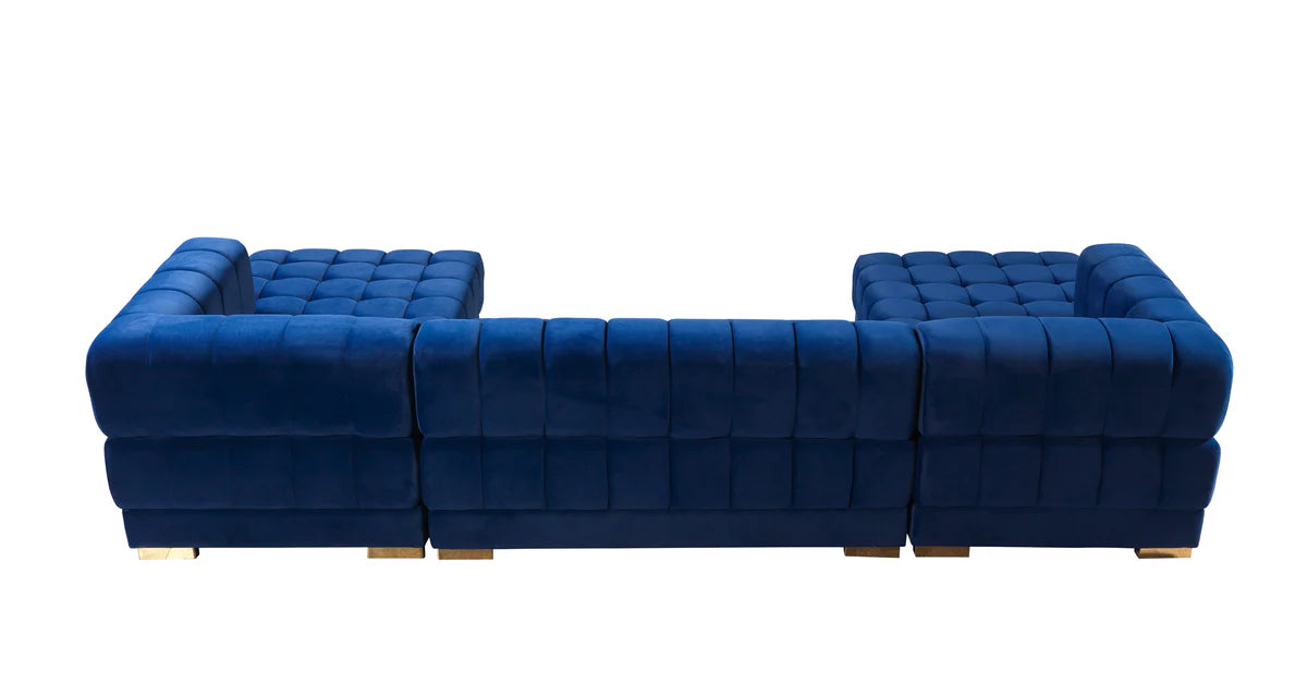 Ariana Blue Velvet Double Chaise 138" Sectional (N)