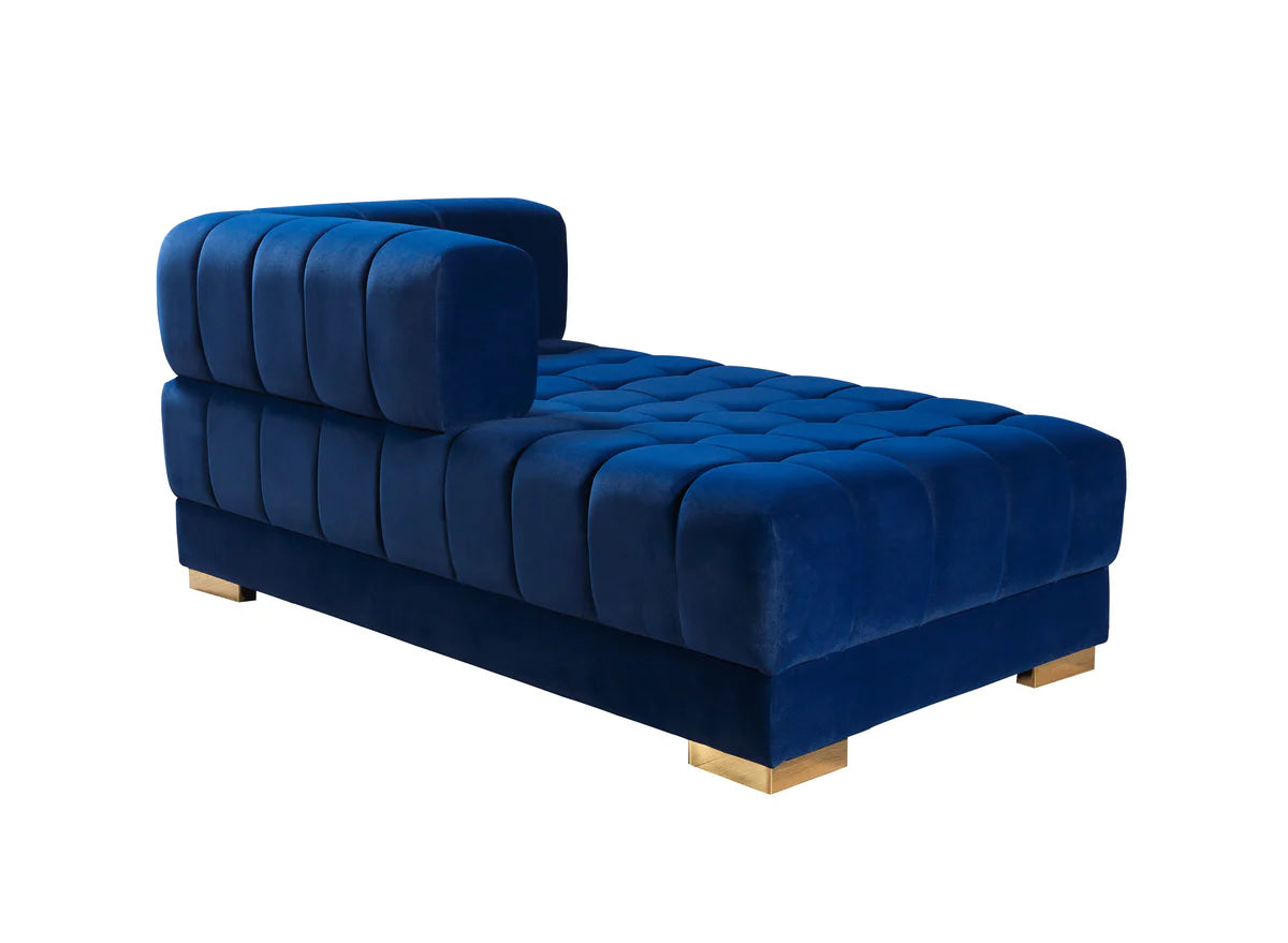 Ariana Blue Velvet Double Chaise 138" Sectional (N)