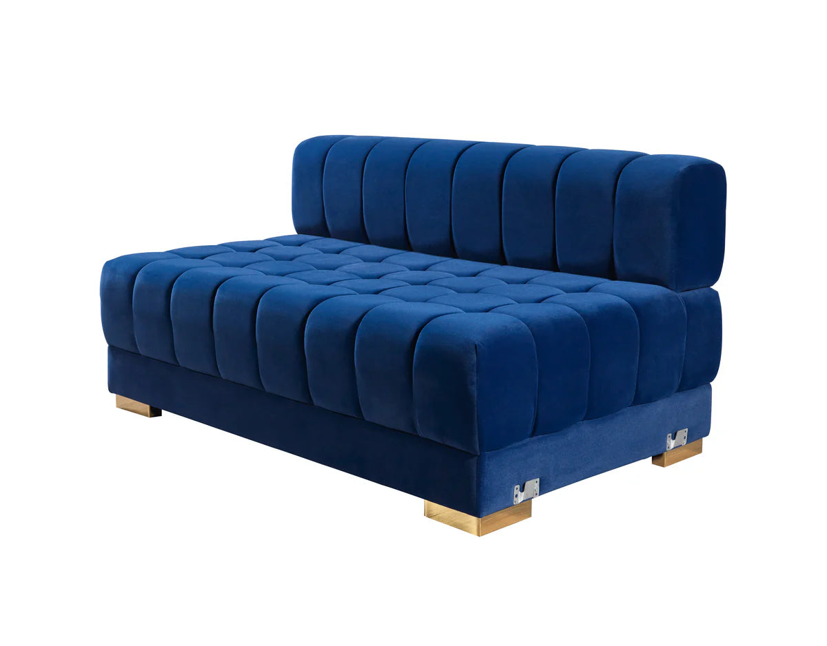 Ariana Blue Velvet Double Chaise 138" Sectional (N)